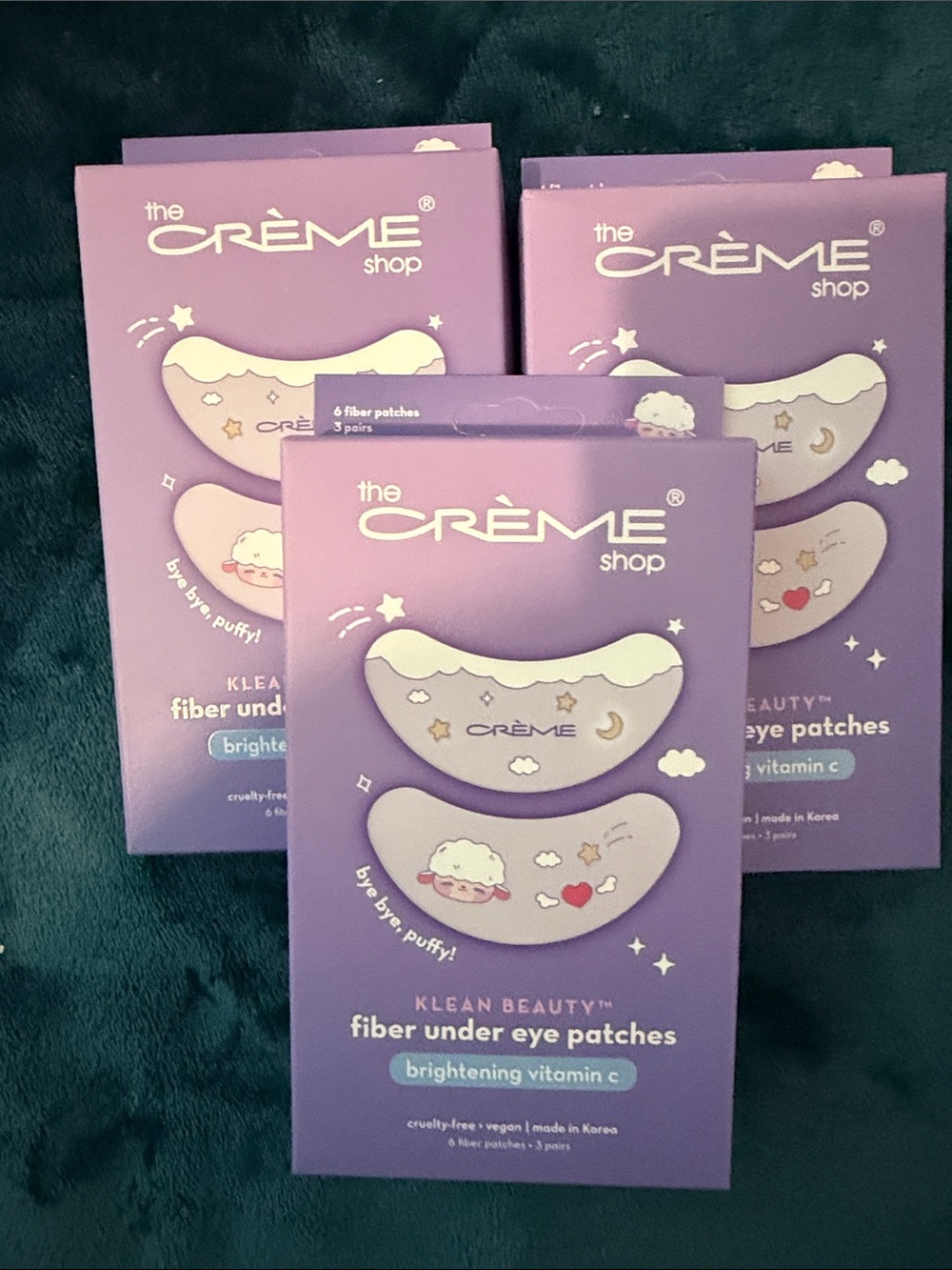 The Crème Shop fiber under eye patches, brightening vitamin c x 3 packs